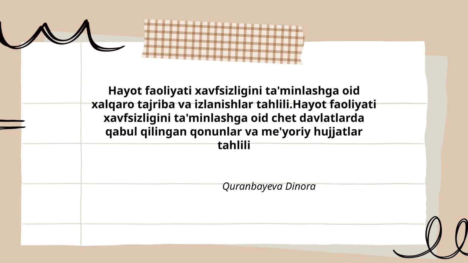 Hayot faoliyati xavfsizligini ta'minlashga oid xalqaro tajriba va izlanishlar tahlili