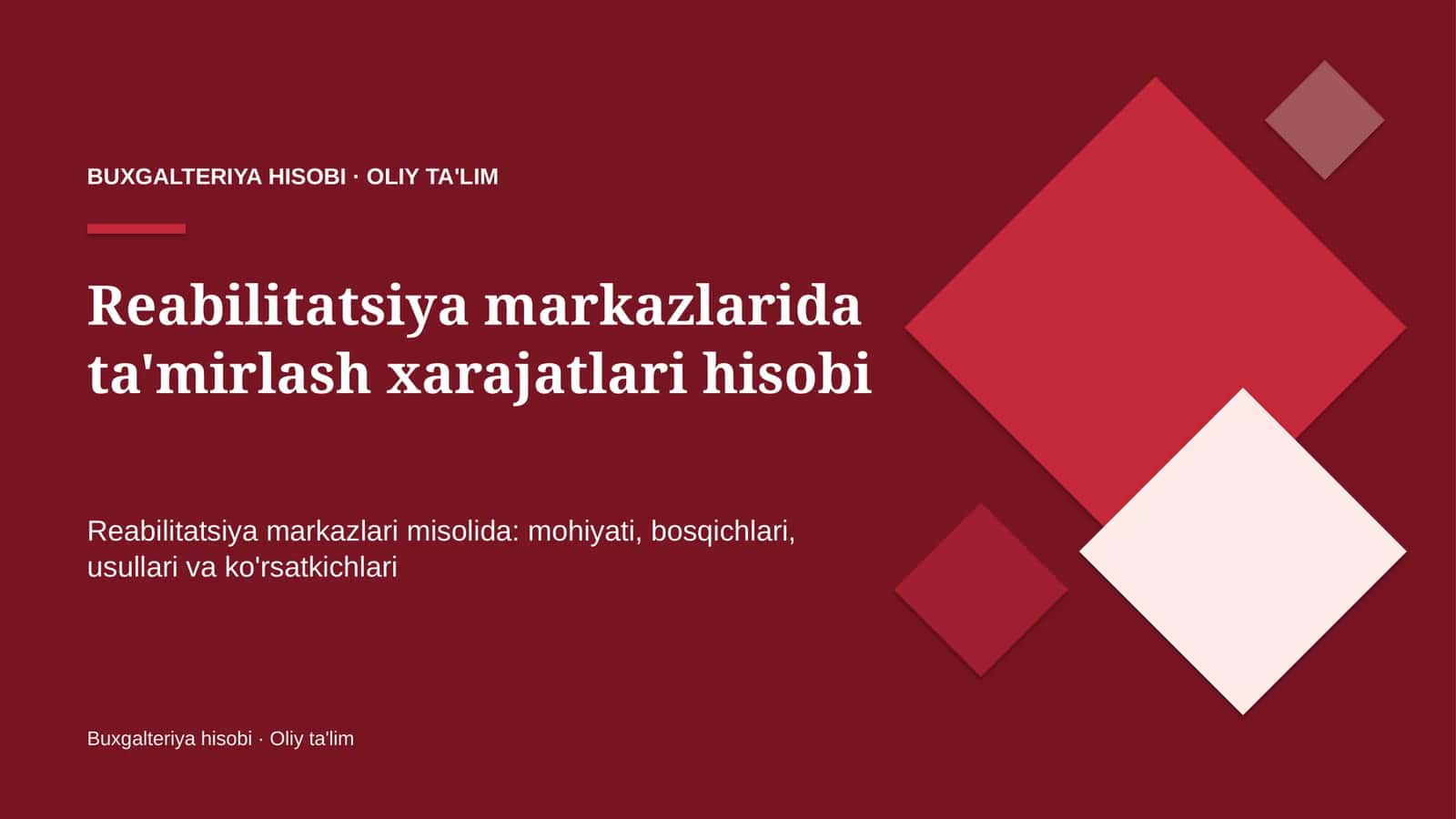 reabilitatsiya markazlarida ta'mirlash xarajatlari hisobi 3136