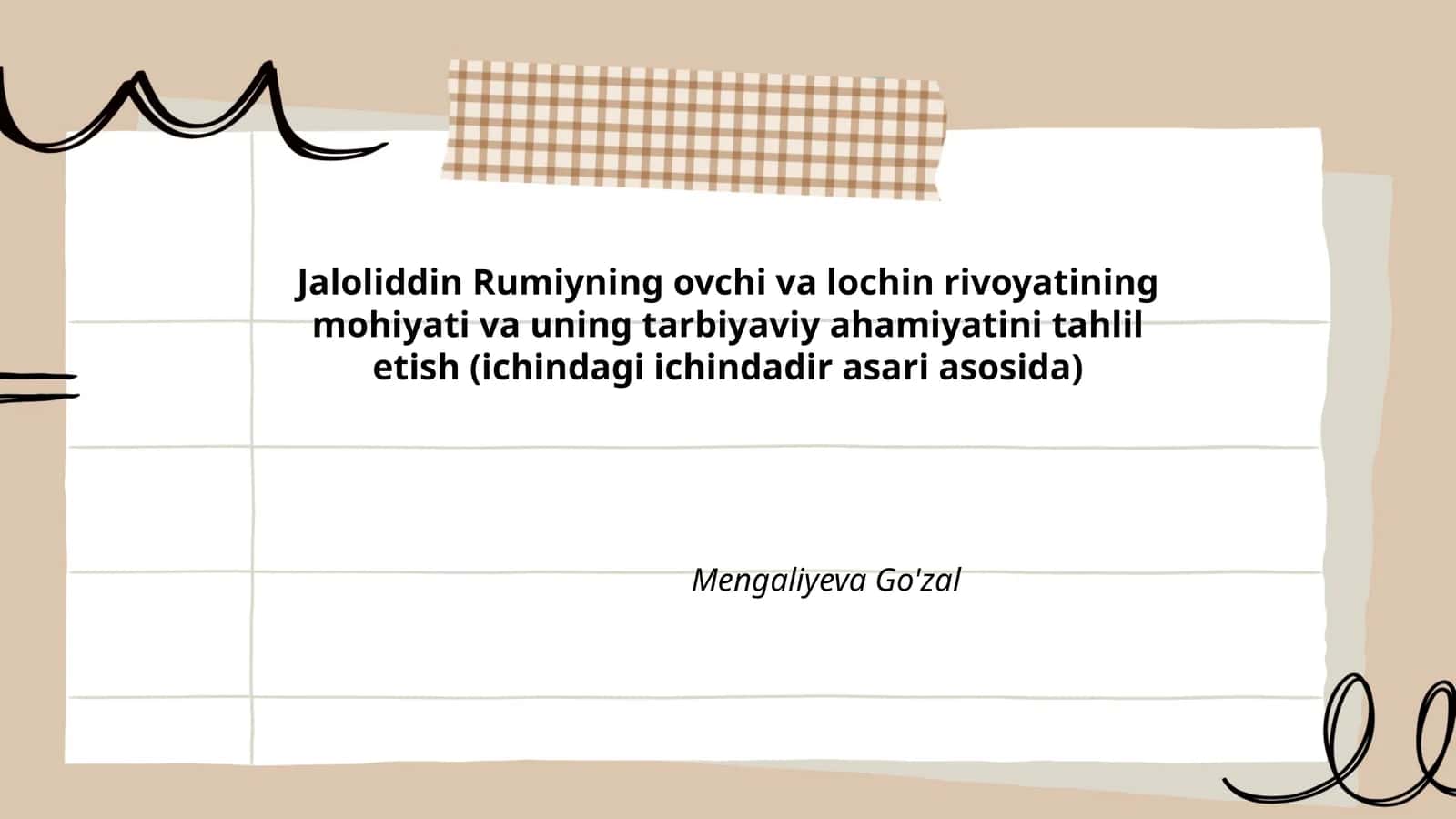 Jaloliddin Rumiyning ovchi va lochin rivoyati