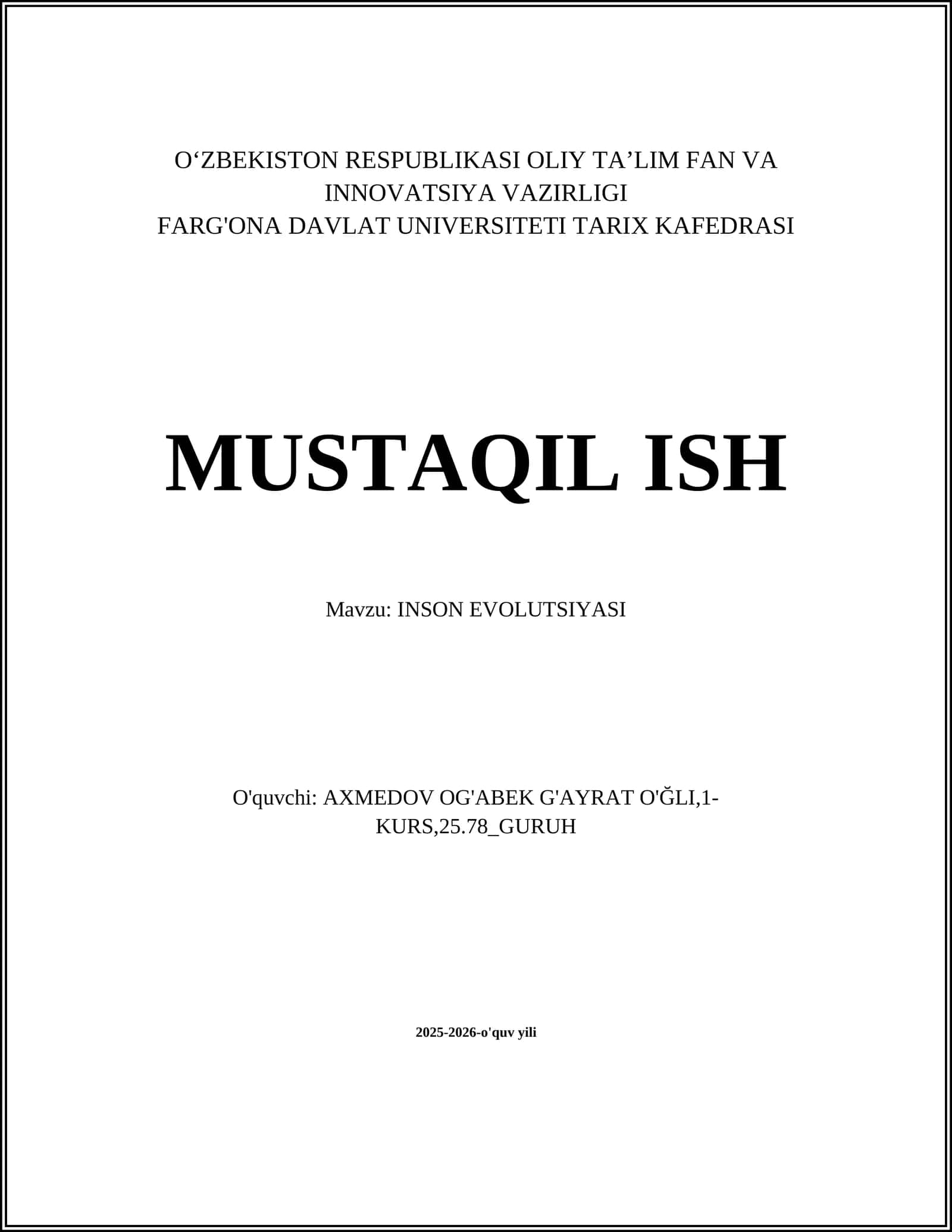 INSON EVOLUTSIYASI