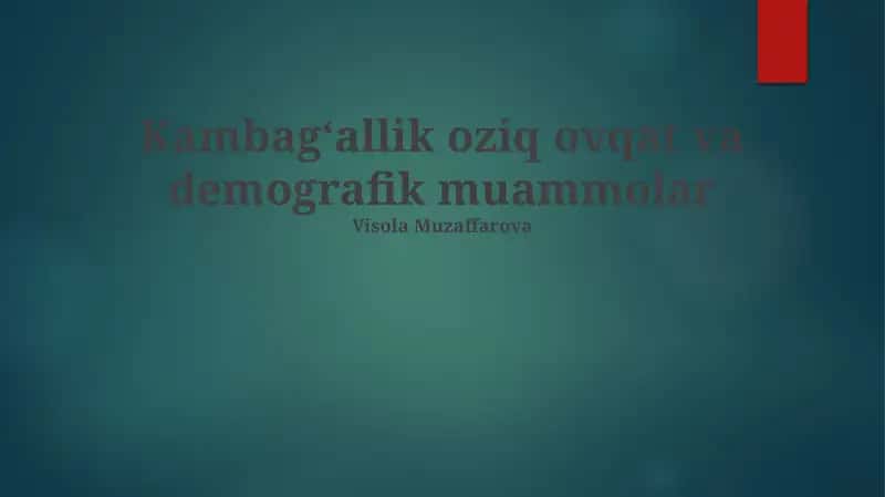 Kambagʻallik oziq ovqat va demografik muammolar