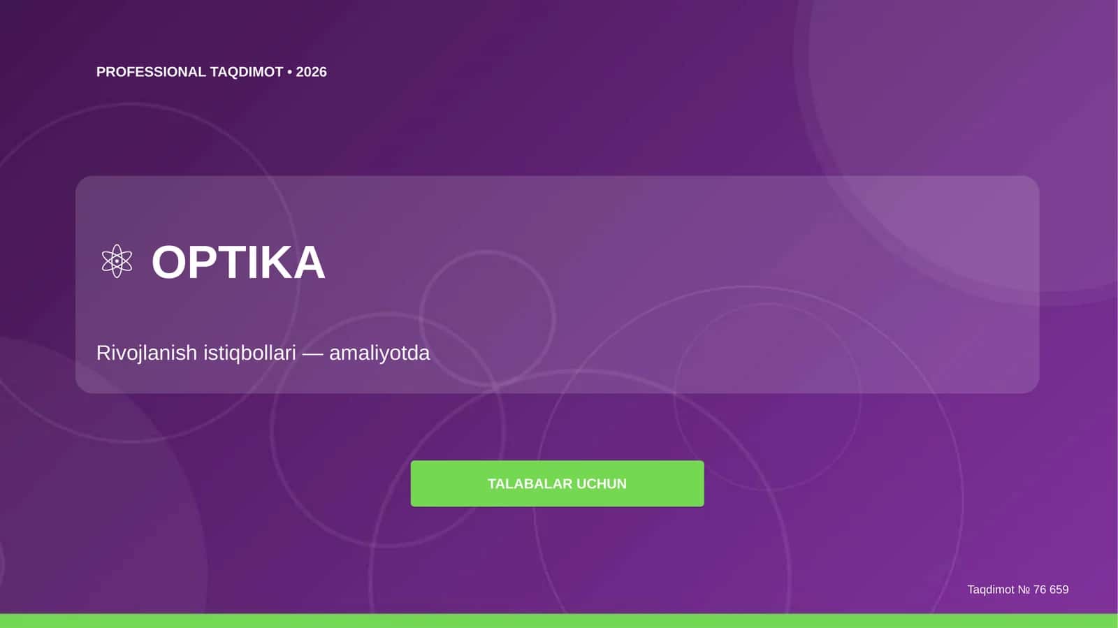 Optika: rivojlanish istiqbollari (amaliyotda) [talabalar uchun]