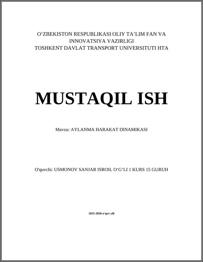 AYLANMA HARAKAT DINAMIKASI