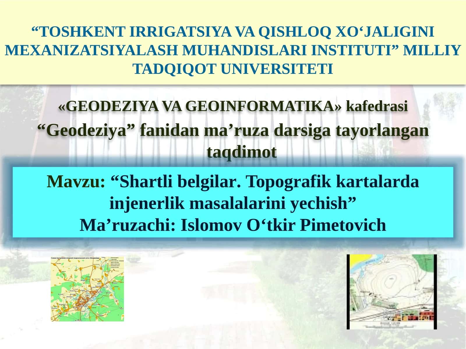 Shartlibelgilar.Topografikkartalardainjenerlikmasalalariniyechish