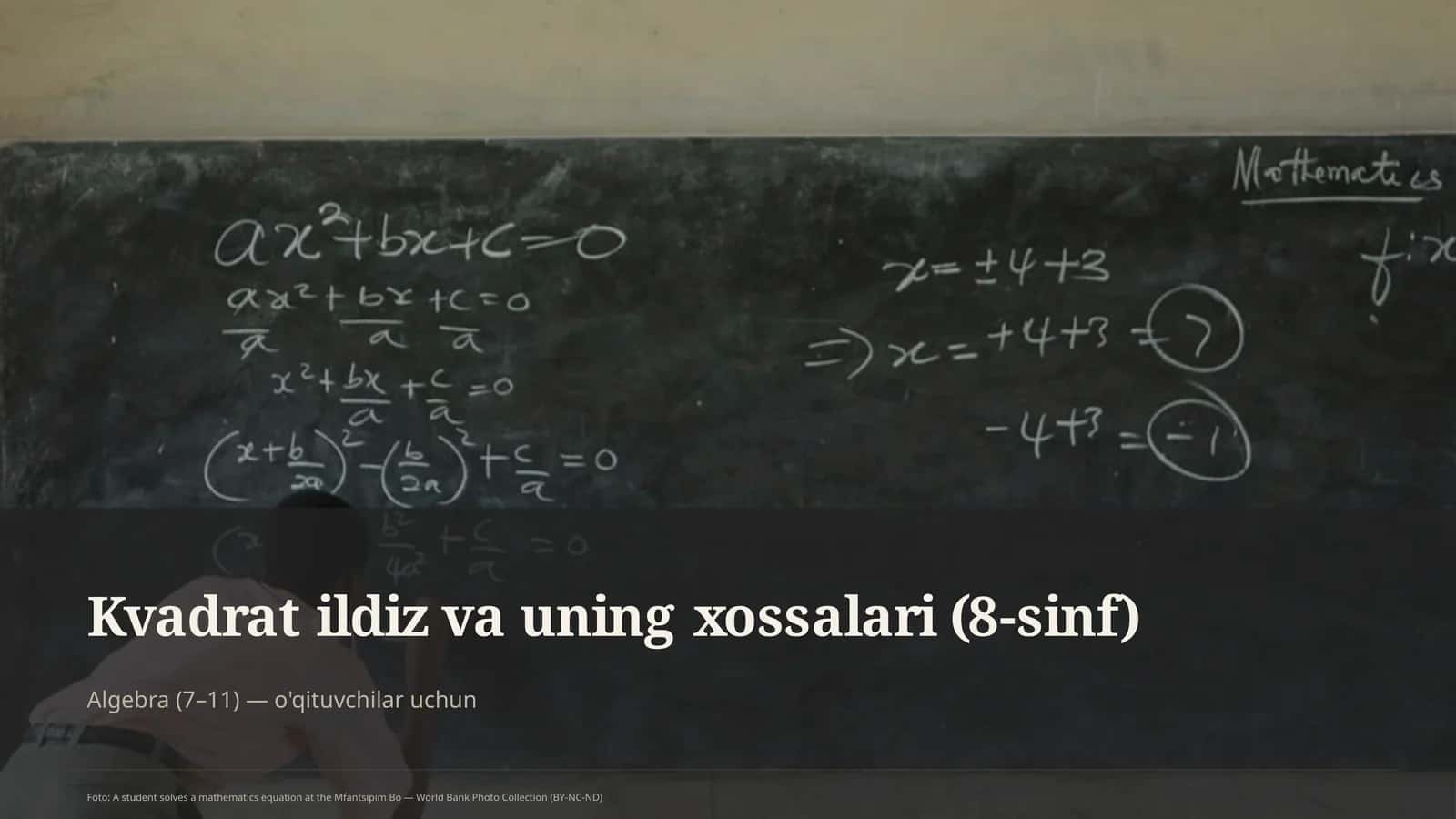 Kvadrat ildiz va uning xossalari (8-sinf)