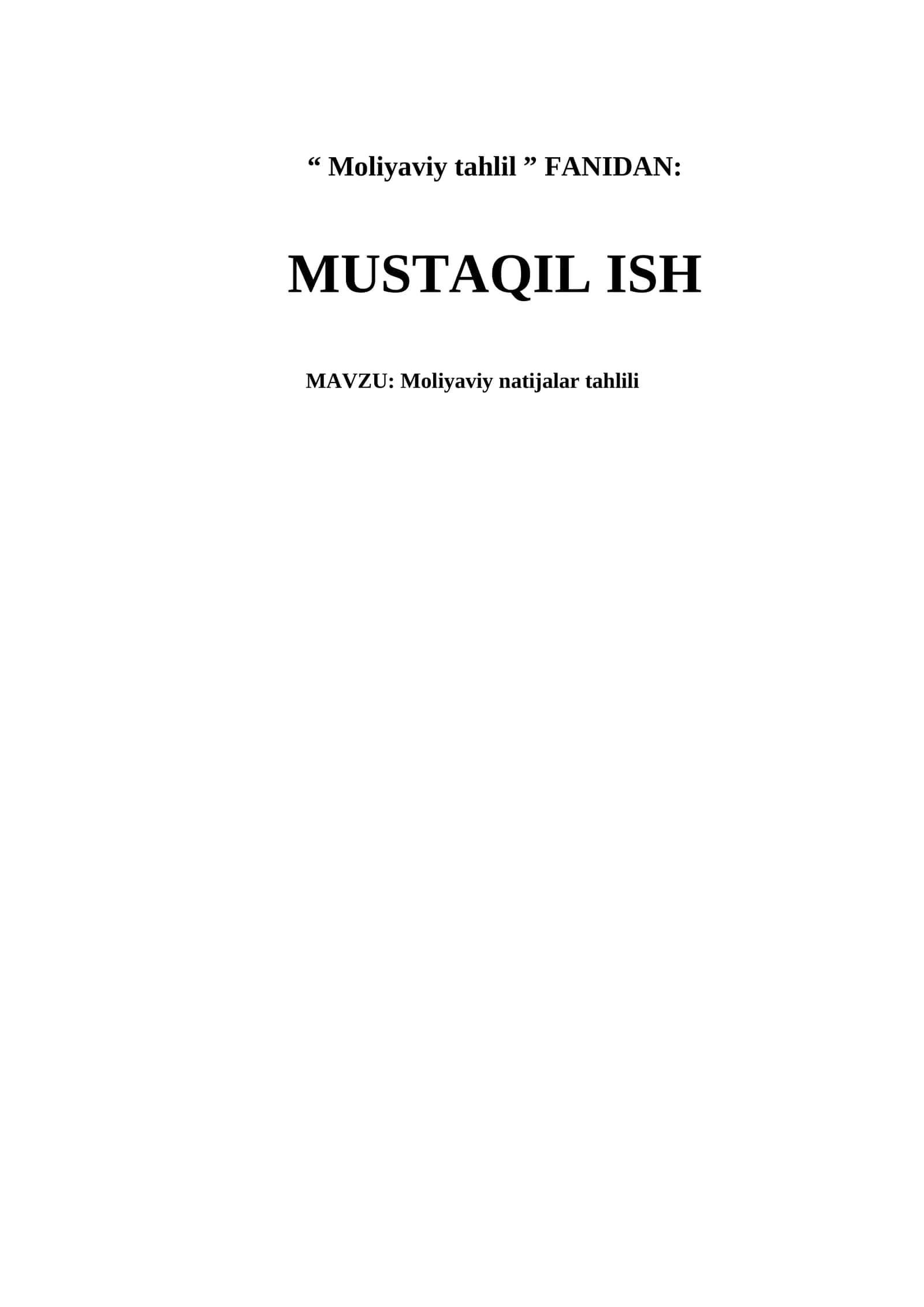 Moliyaviy natijalar tahlili
