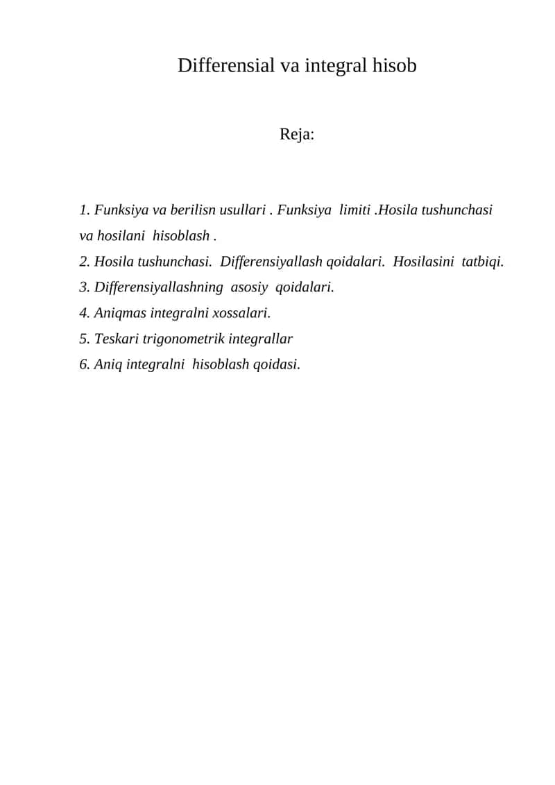 Differensial va integral hisob