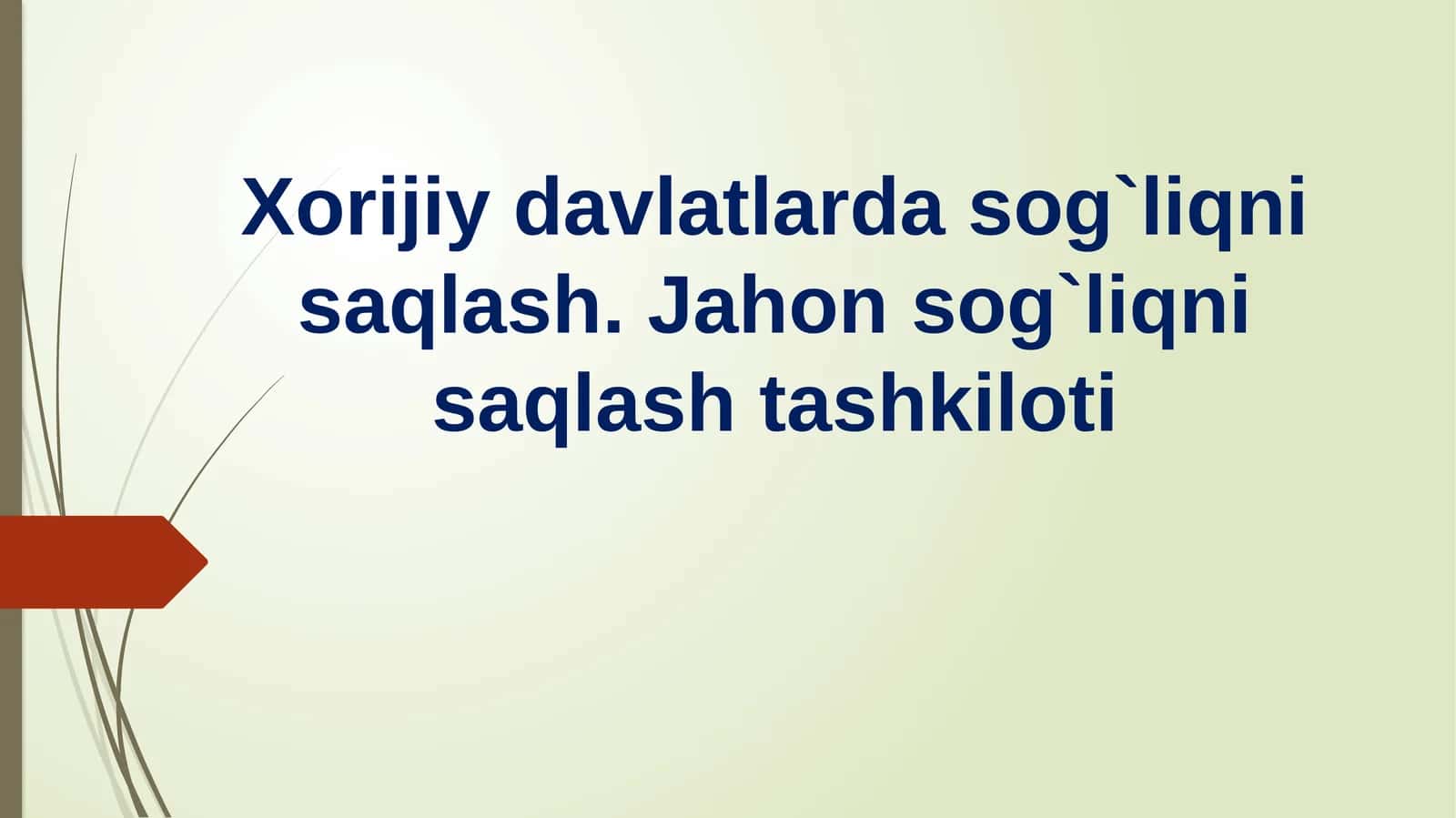 Xorijiy davlatlarda sog`liqni saqlash. Jahon sog`liqni saqlash tashkiloti