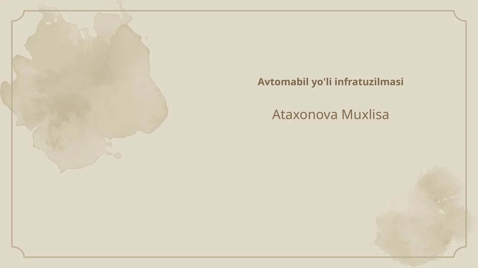 Avtomabil yo'li infratuzilmasi