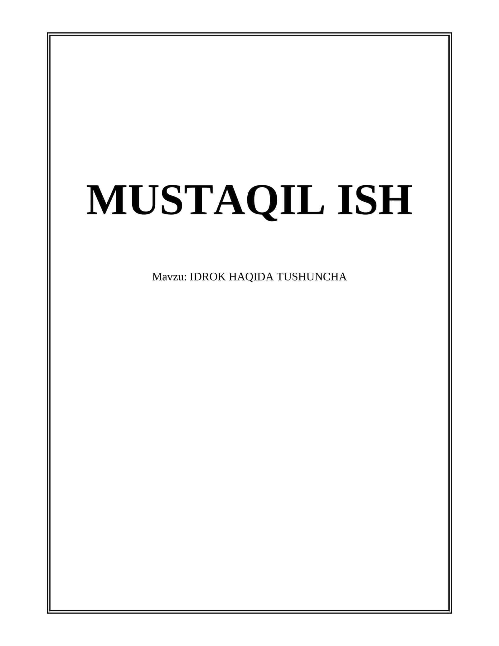 IDROK HAQIDA TUSHUNCHA