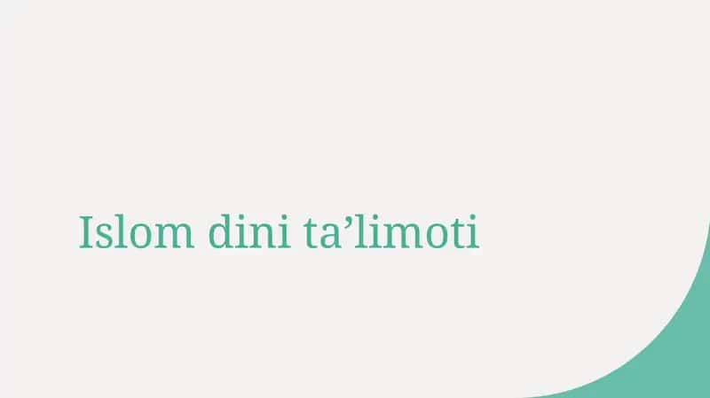 Islom dini taʼlimoti