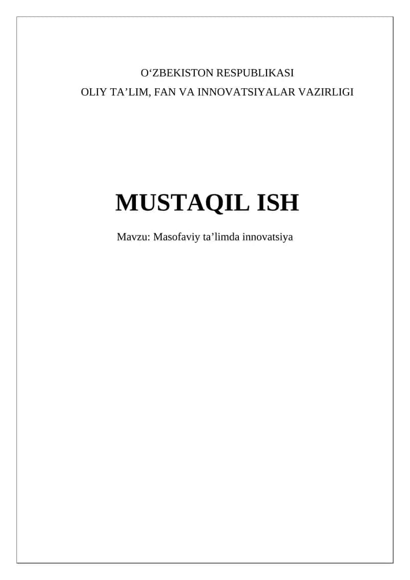 Masofaviy taʼlimda innovatsiya