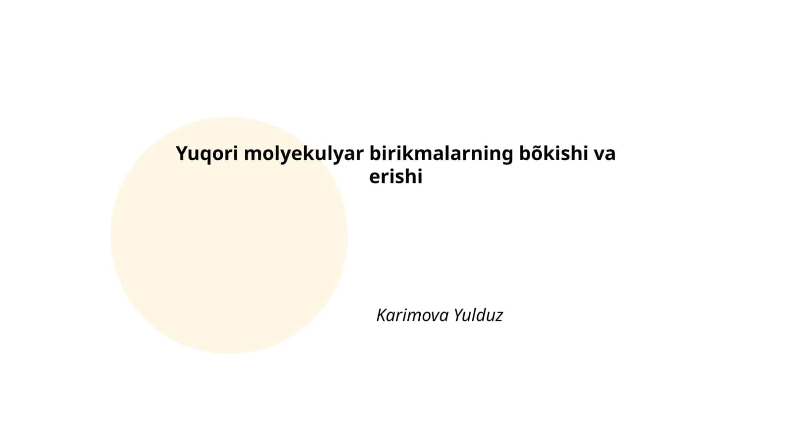 Yuqori Molekulyar Birikmalar Tuzilishi
