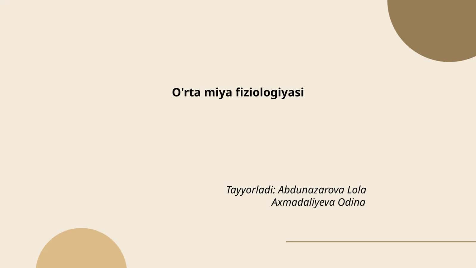 O'rta miya fiziologiyasi