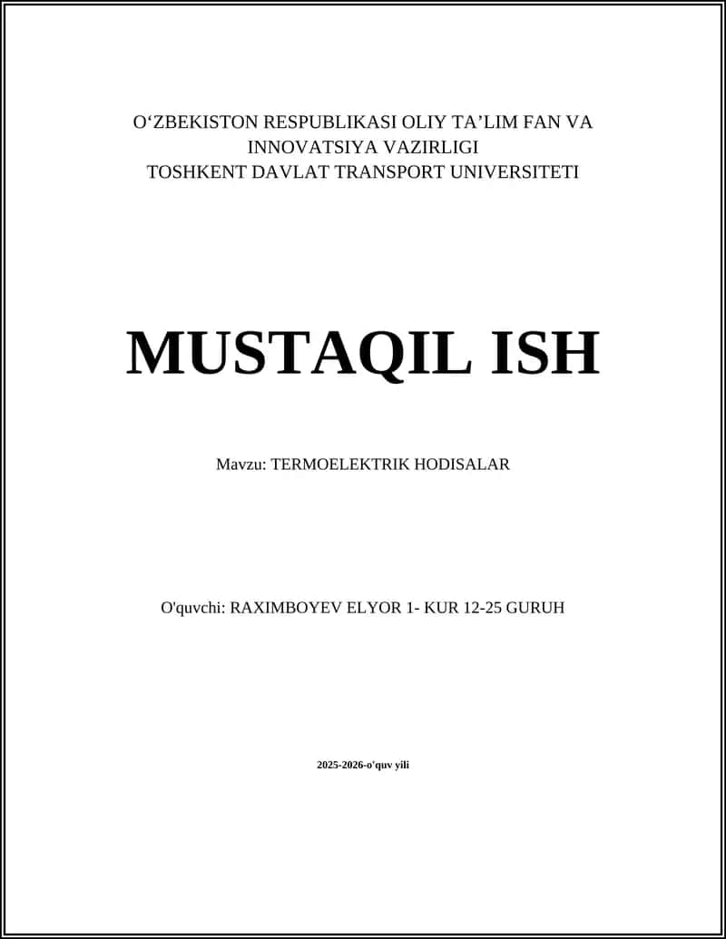 TERMOELEKTRIK HODISALAR
