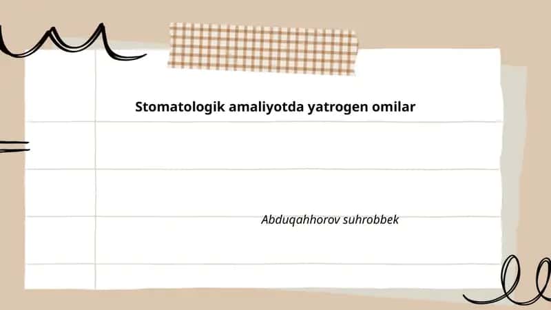 Stomatologik amaliyotda yatrogen omilar