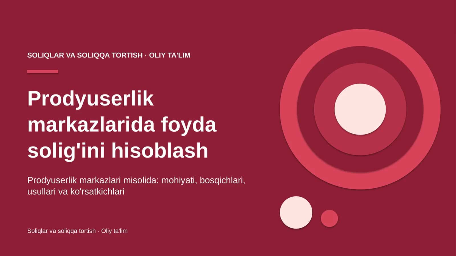 Prodyuserlik markazlarida foyda solig'ini hisoblash