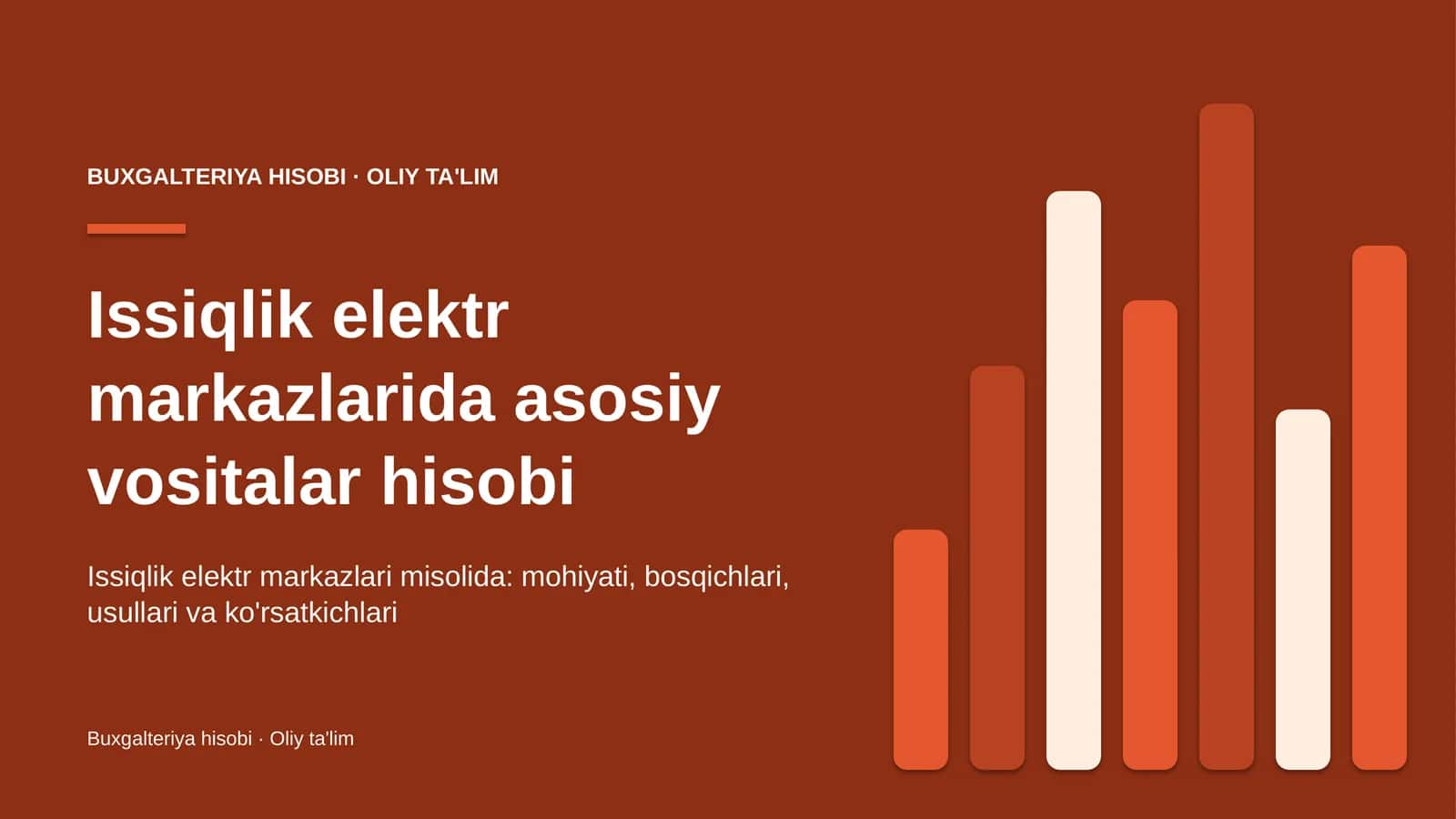Issiqlik elektr markazlarida asosiy vositalar hisobi