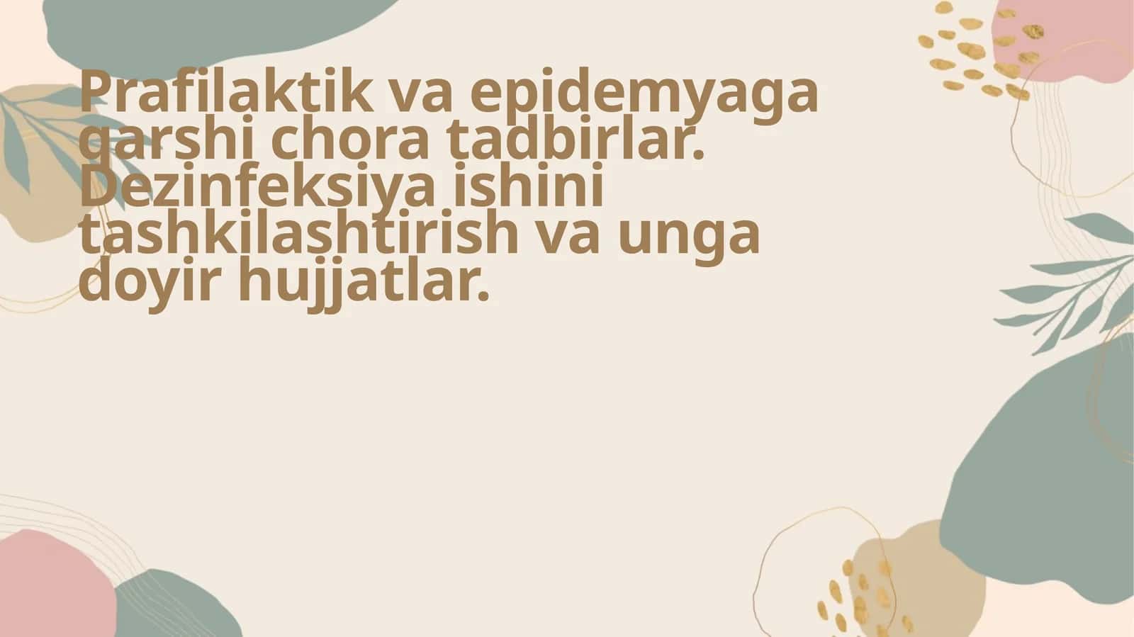 Profilaktika va Epidemiyaga Qarshi Kurash