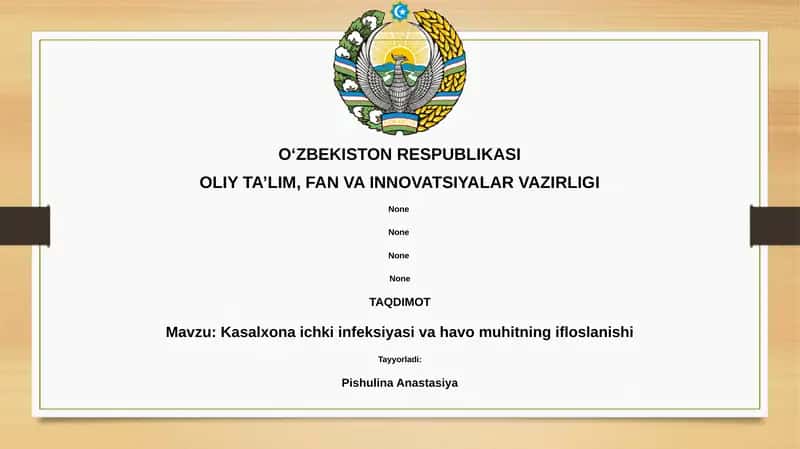 Kasalxona ichki infeksiyasi va havo muhitning ifloslanishi