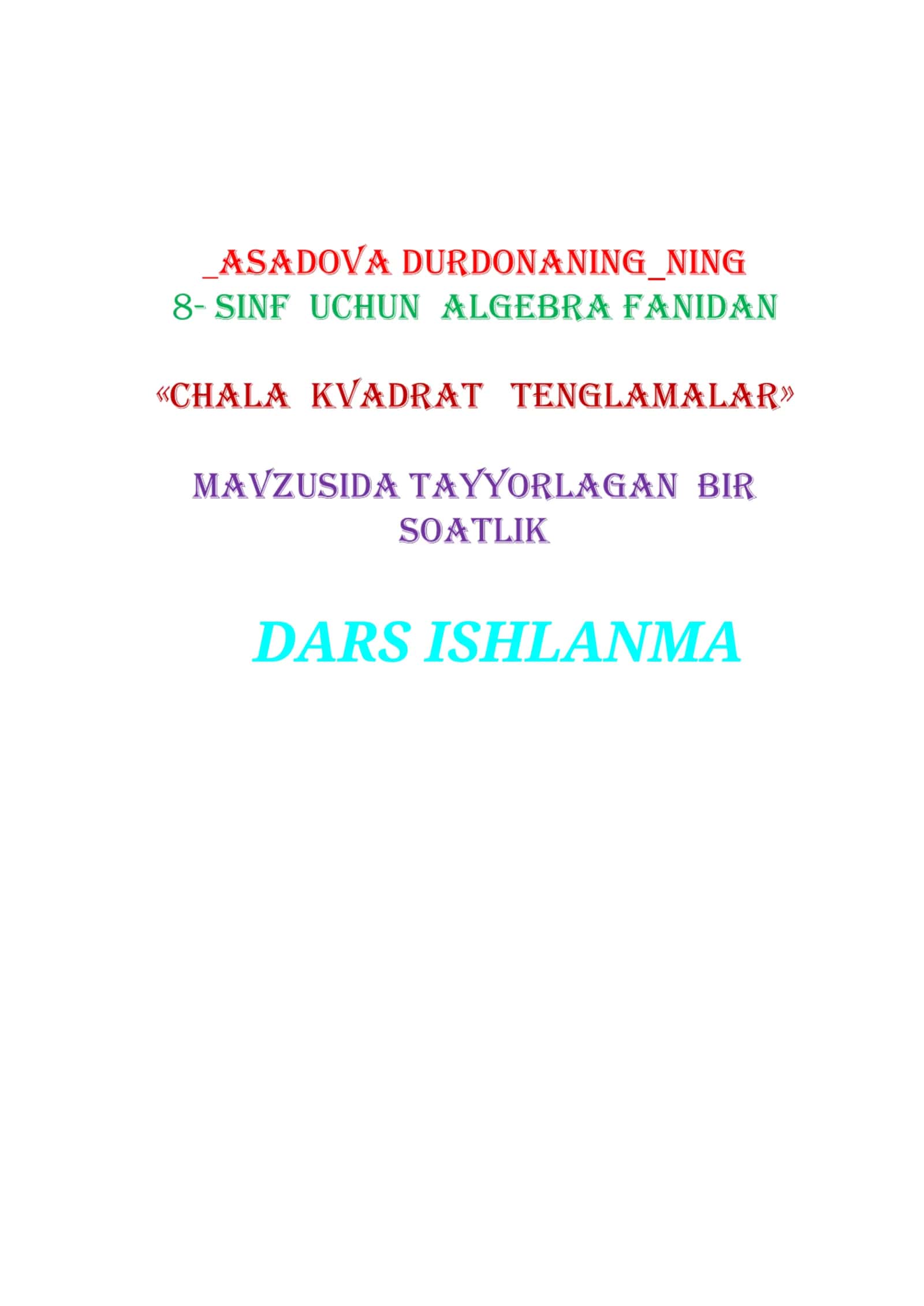 DARS ISHLANMA