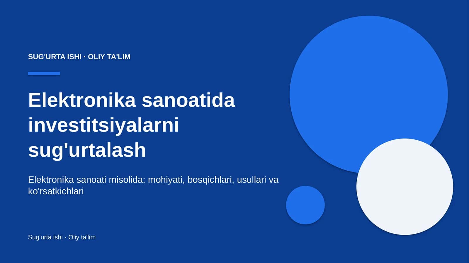 Elektronika sanoatida investitsiyalarni sug'urtalash