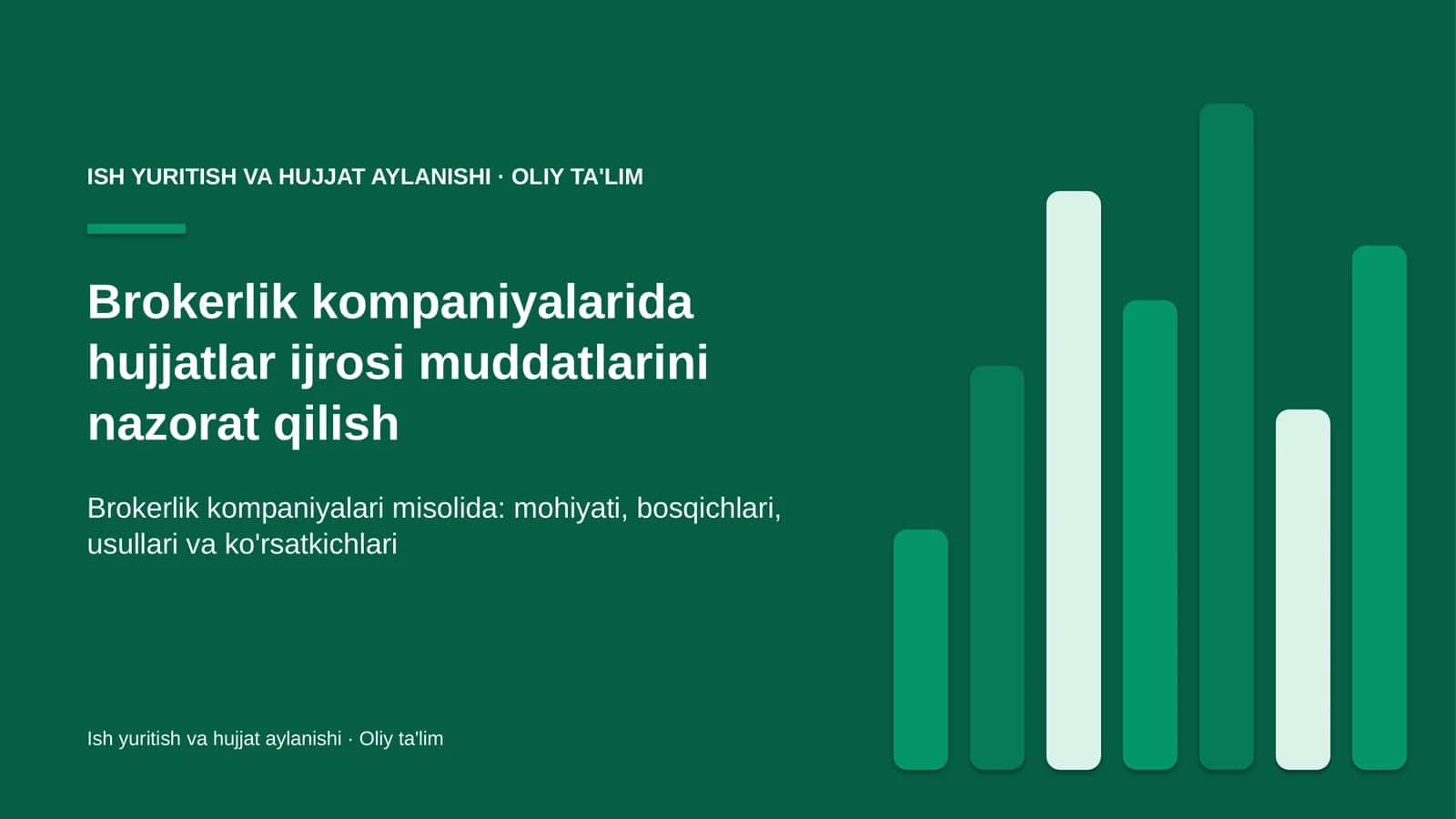 Brokerlik kompaniyalarida hujjatlar ijrosi muddatlarini nazorat qilish