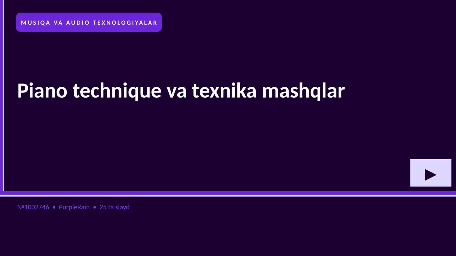 Piano technique va texnika mashqlar
