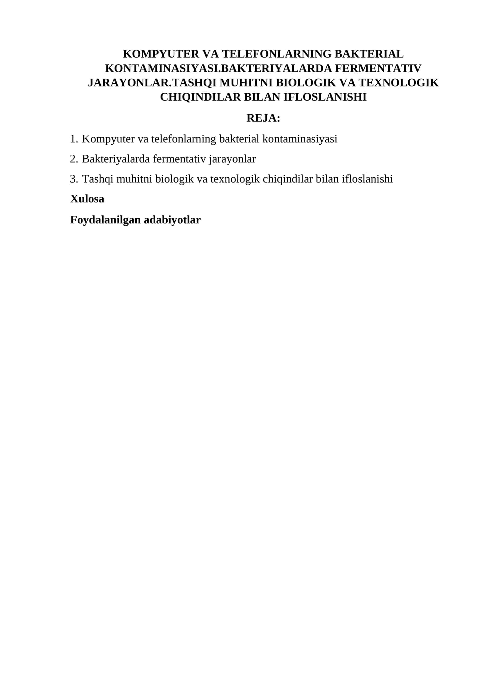 Kompyuter va Telefonlarning Bakterial Kontaminasiyasi