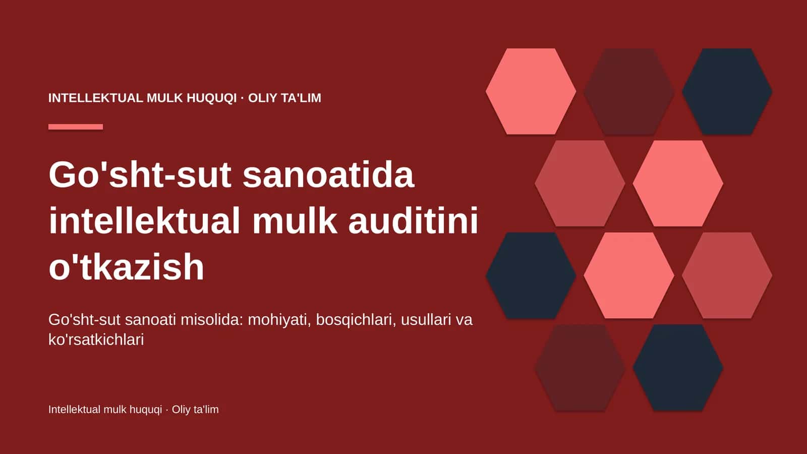 Go'sht-sut sanoatida intellektual mulk auditini o'tkazish