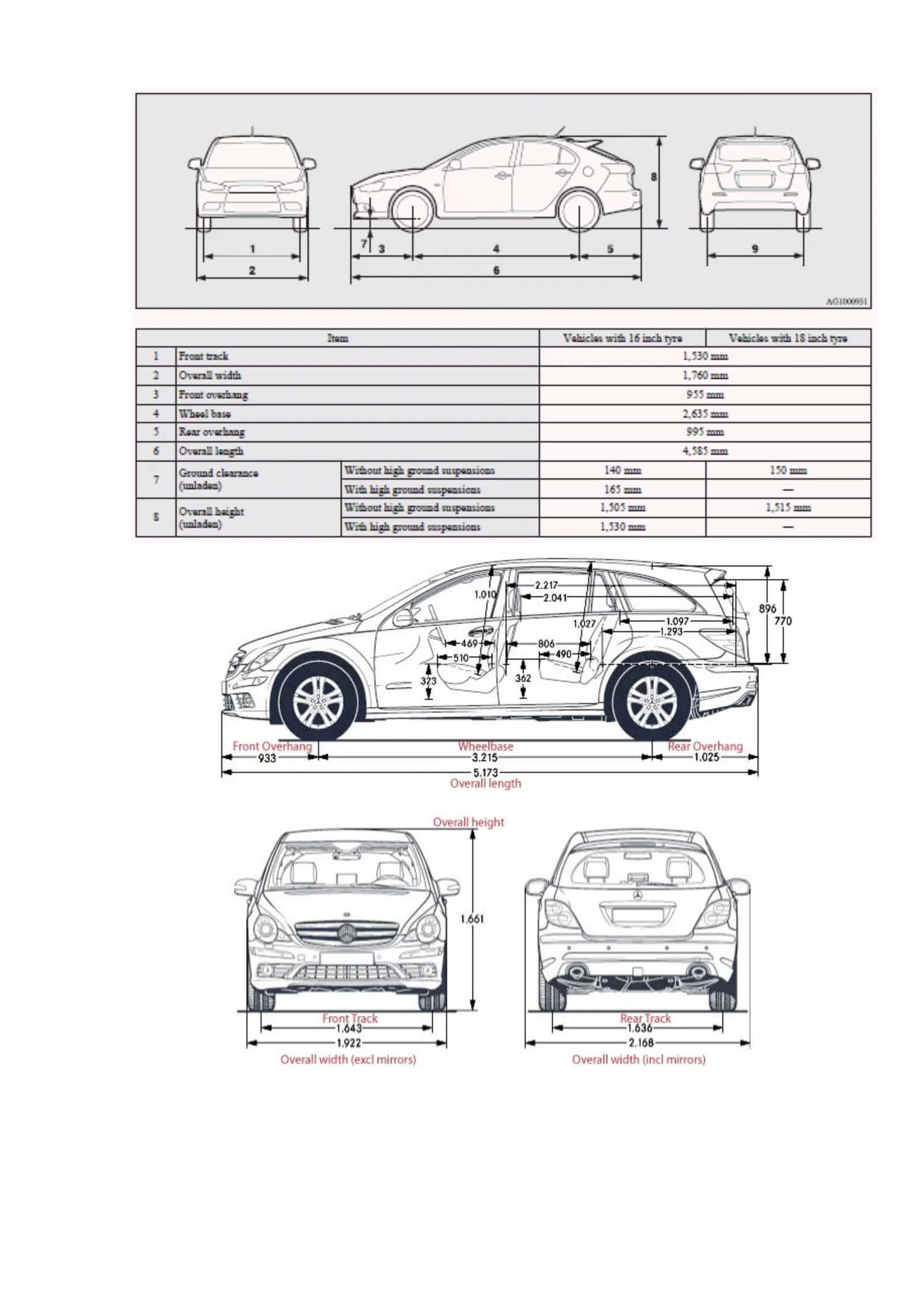 Mitsubishi Lancer Vehicle Dimensions Specifications