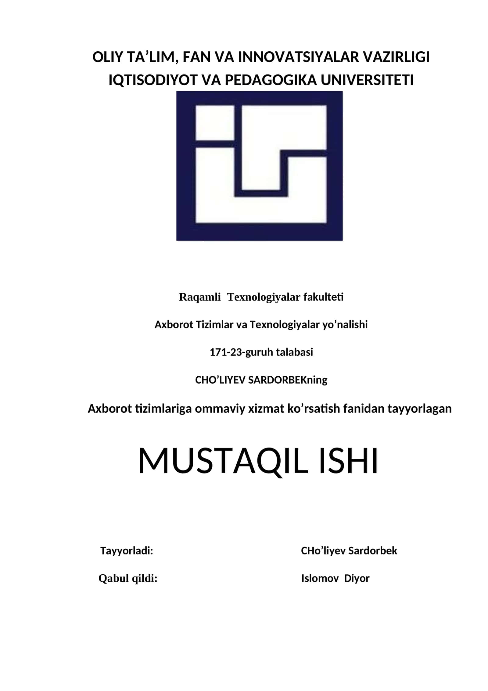Raqamli Texnologiyalar fakulteti