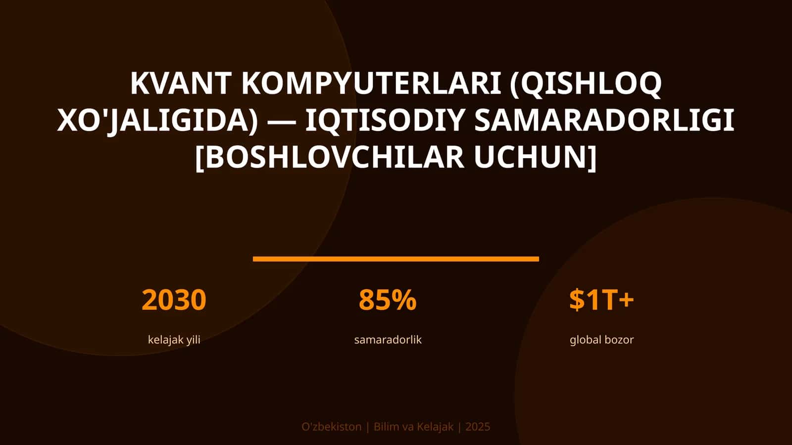 Kvant kompyuterlari (qishloq xo'jaligida) — iqtisodiy samaradorligi [boshlovchilar uchun]