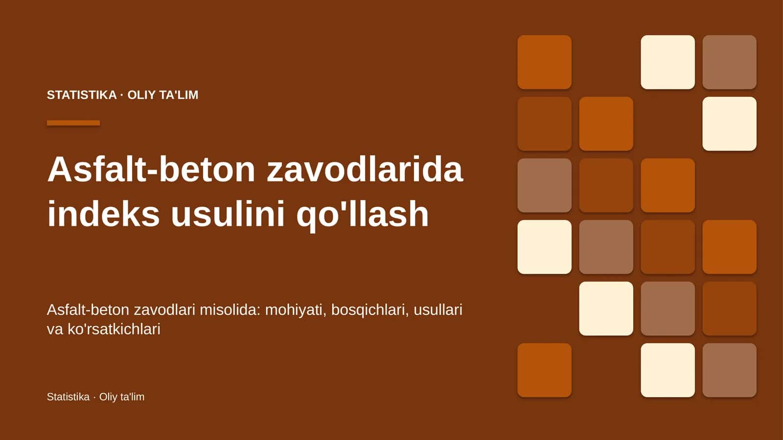 asfalt beton zavodlarida indeks usulini qo'llash 8179