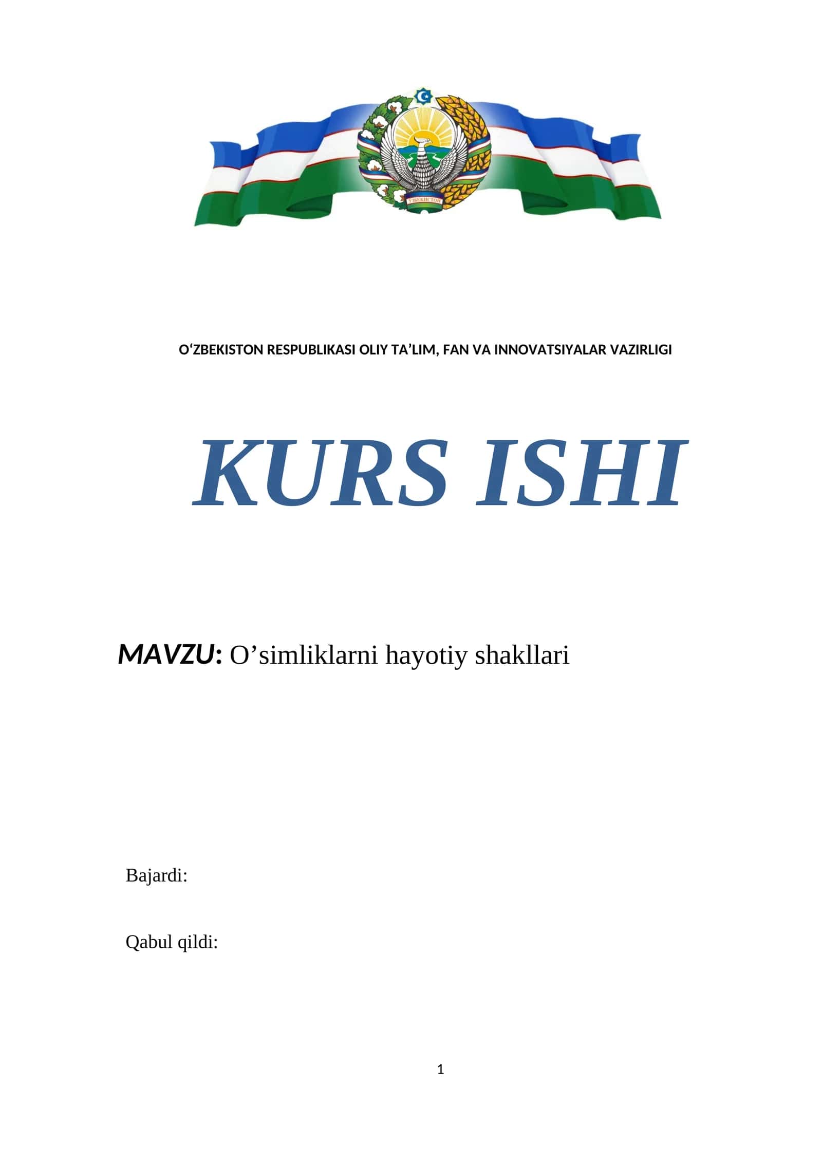 O’simliklarni hayotiy shakllari