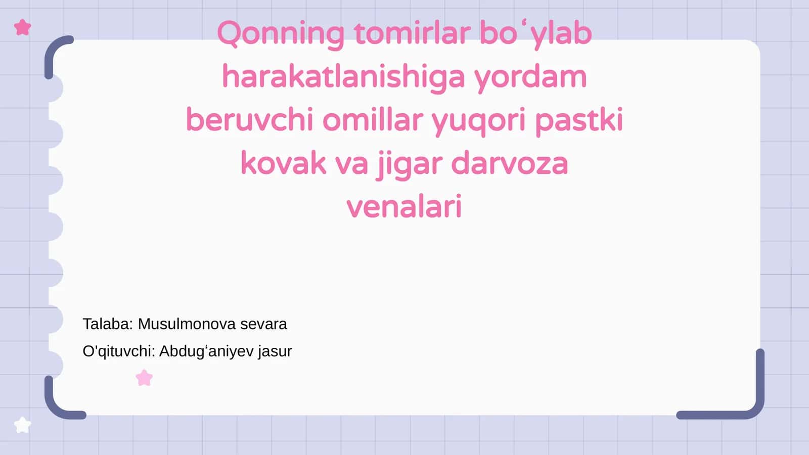 Qonning tomirlar boʻylab harakatlanishi