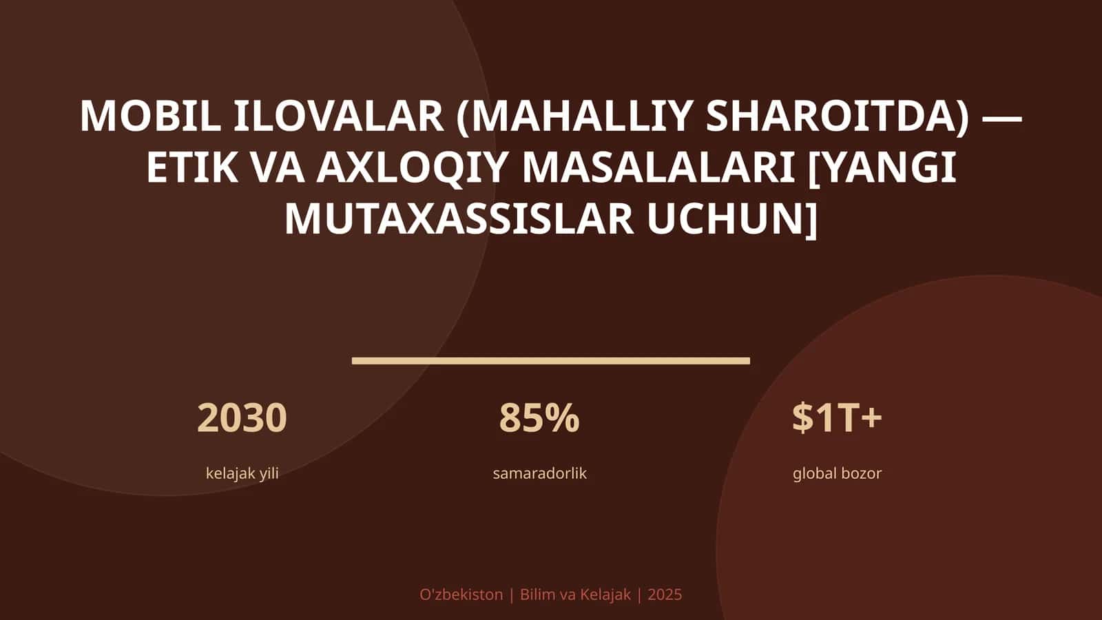 MOBIL ILOVALAR (MAHALLIY SHAROITDA) — ETIK VA AXLOQIY MASALALARI [YANGI MUTAXASSISLAR UCHUN]
