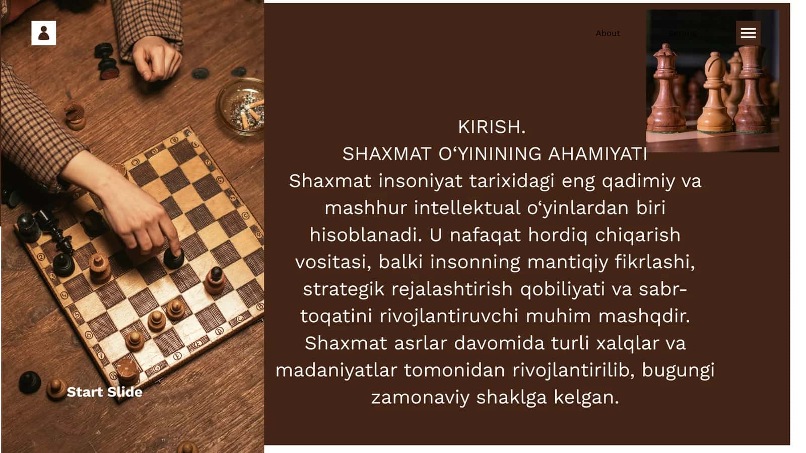 SHAXMAT O‘YININING TA’RIFI