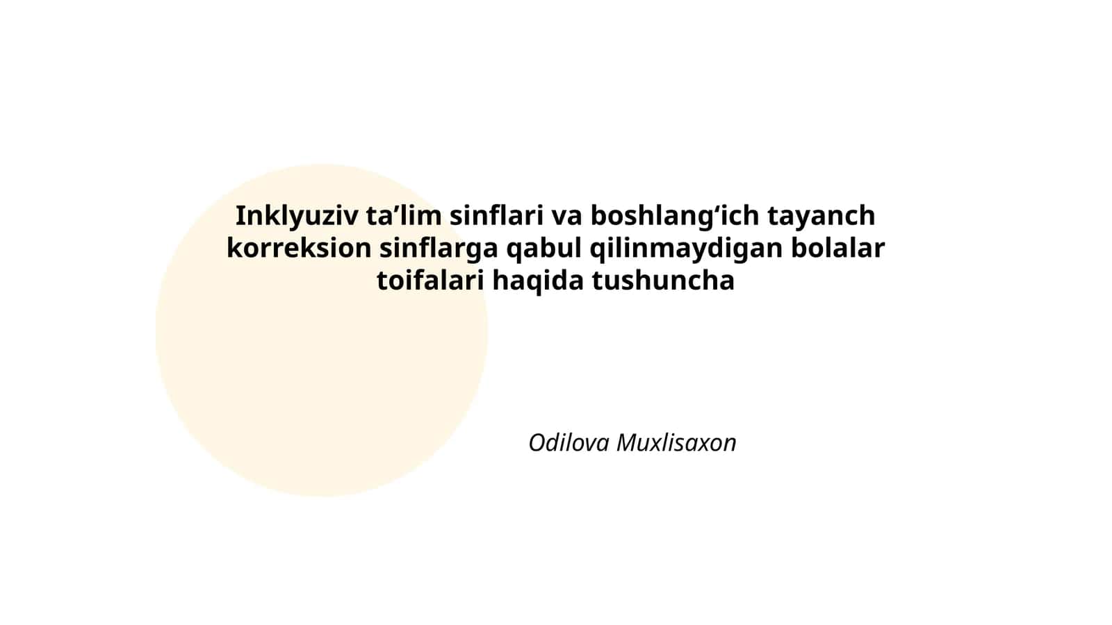 Inklyuziv taʼlim sinflari va boshlangʻich tayanch korreksion sinflarga qabul qilinmaydigan bolalar toifalari haqida tushuncha
