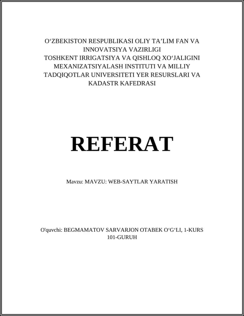 MAVZU: WEB-SAYTLAR YARATISH