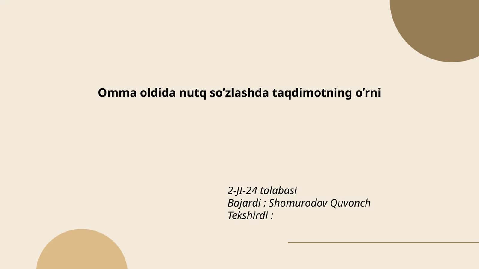 Taqdimotning ahamiyati