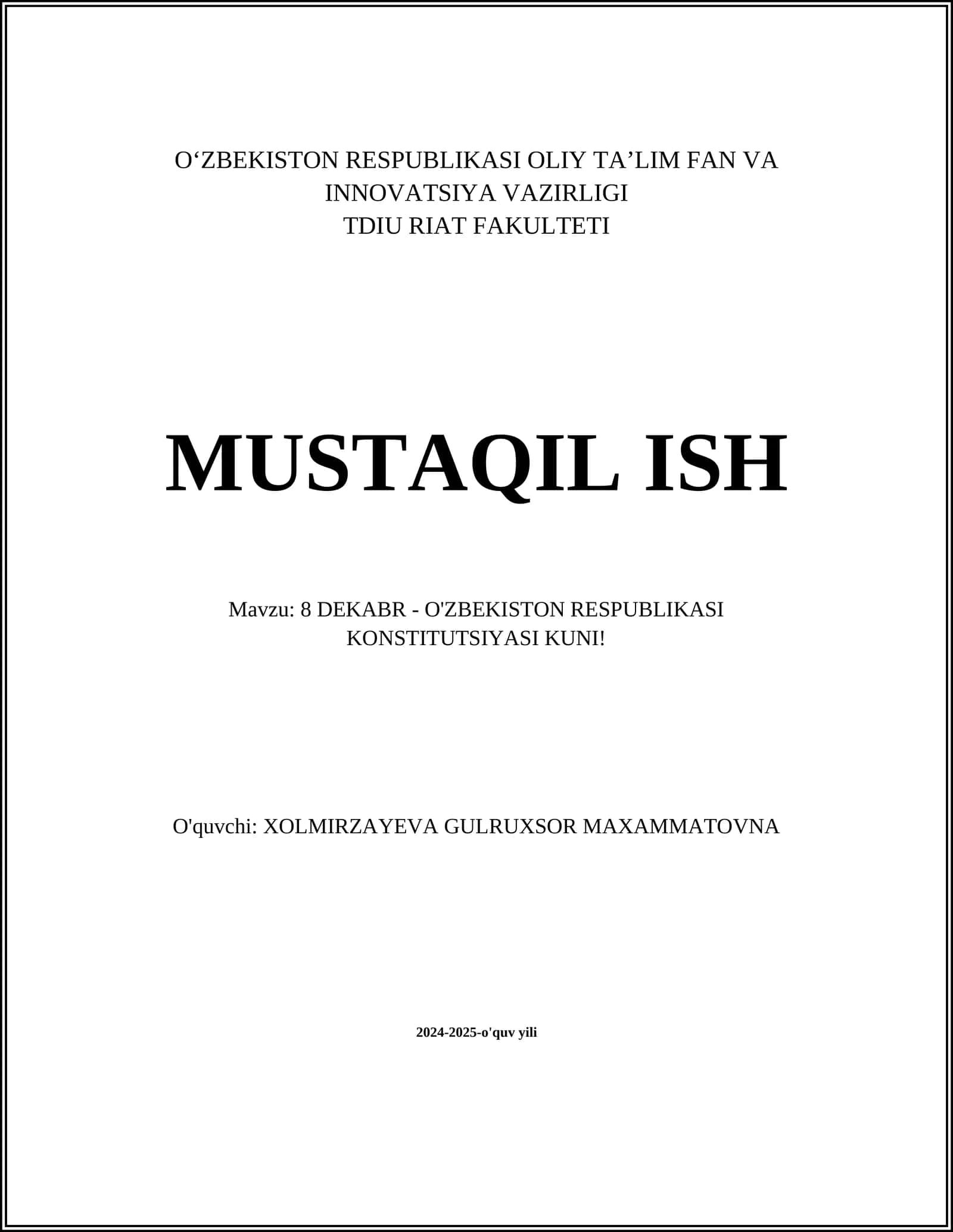 Konstitutsiya: O'zbekistonning asosiy qonun hujjati