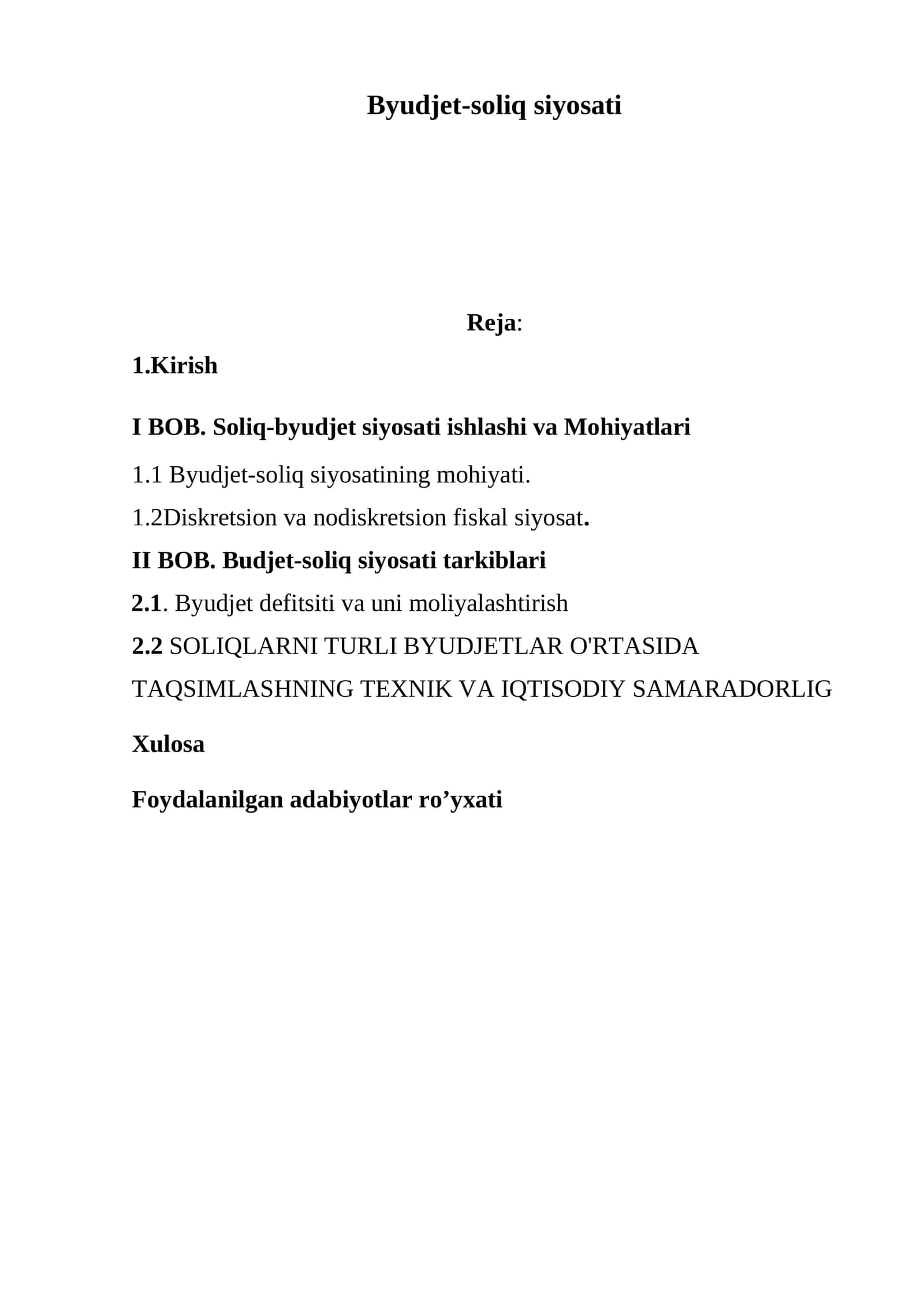 Byudjet-soliq siyosati