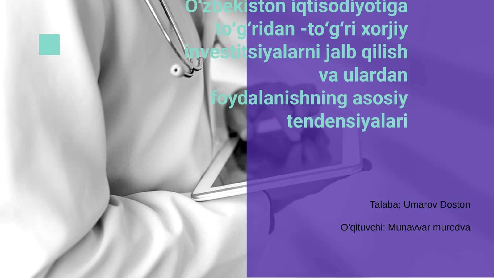 Oʻzbekiston iqtisodiyotiga toʻgʻridan-toʻgʻri xorijiy investitsiyalarni jalb qilish va ulardan foydalanishning asosiy tendensiyalari