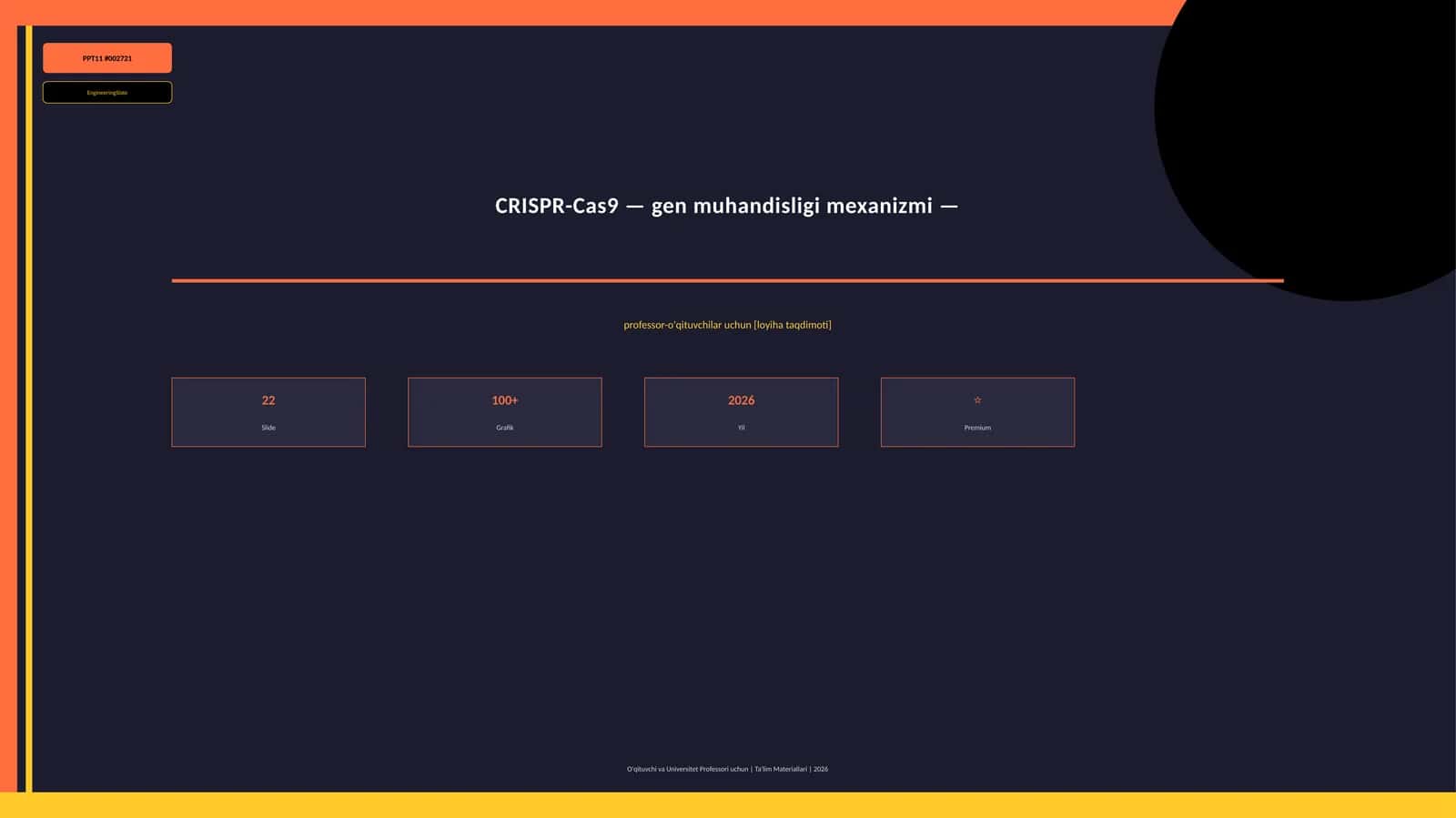 CRISPR-Cas9 — gen muhandisligi mexanizmi — professor-o'qituvchilar uchun [loyiha taqdimoti]