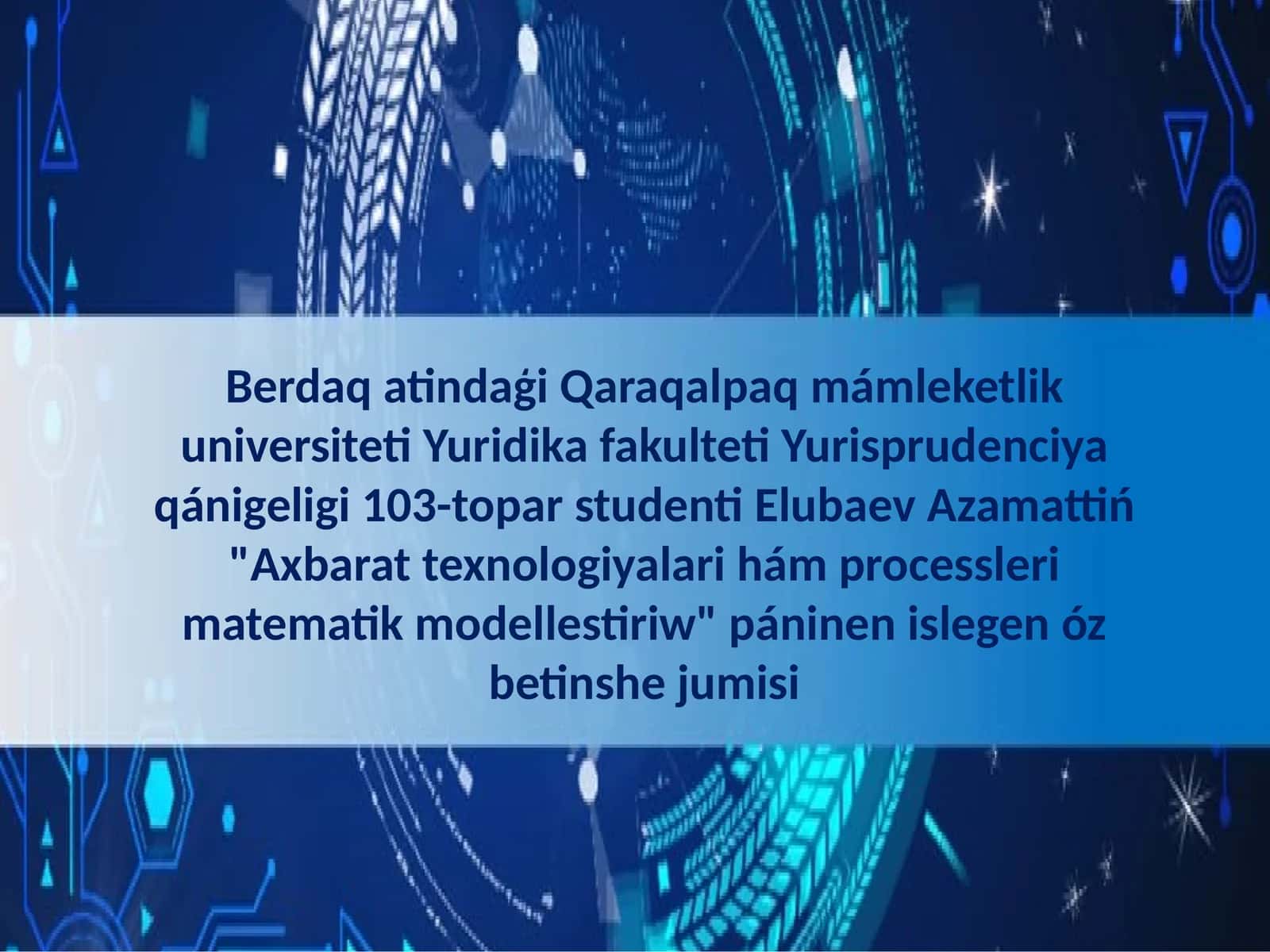 Axbarat texnologiyalari hám processleri matematik modellestiriw