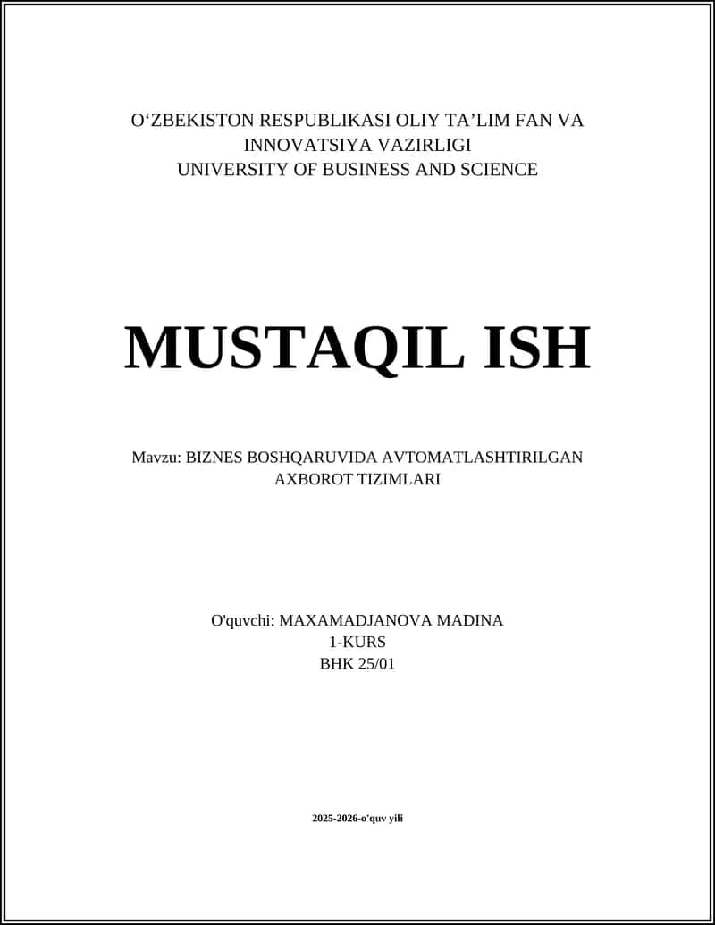 Avtomatlashtirilgan axborot tizimlari