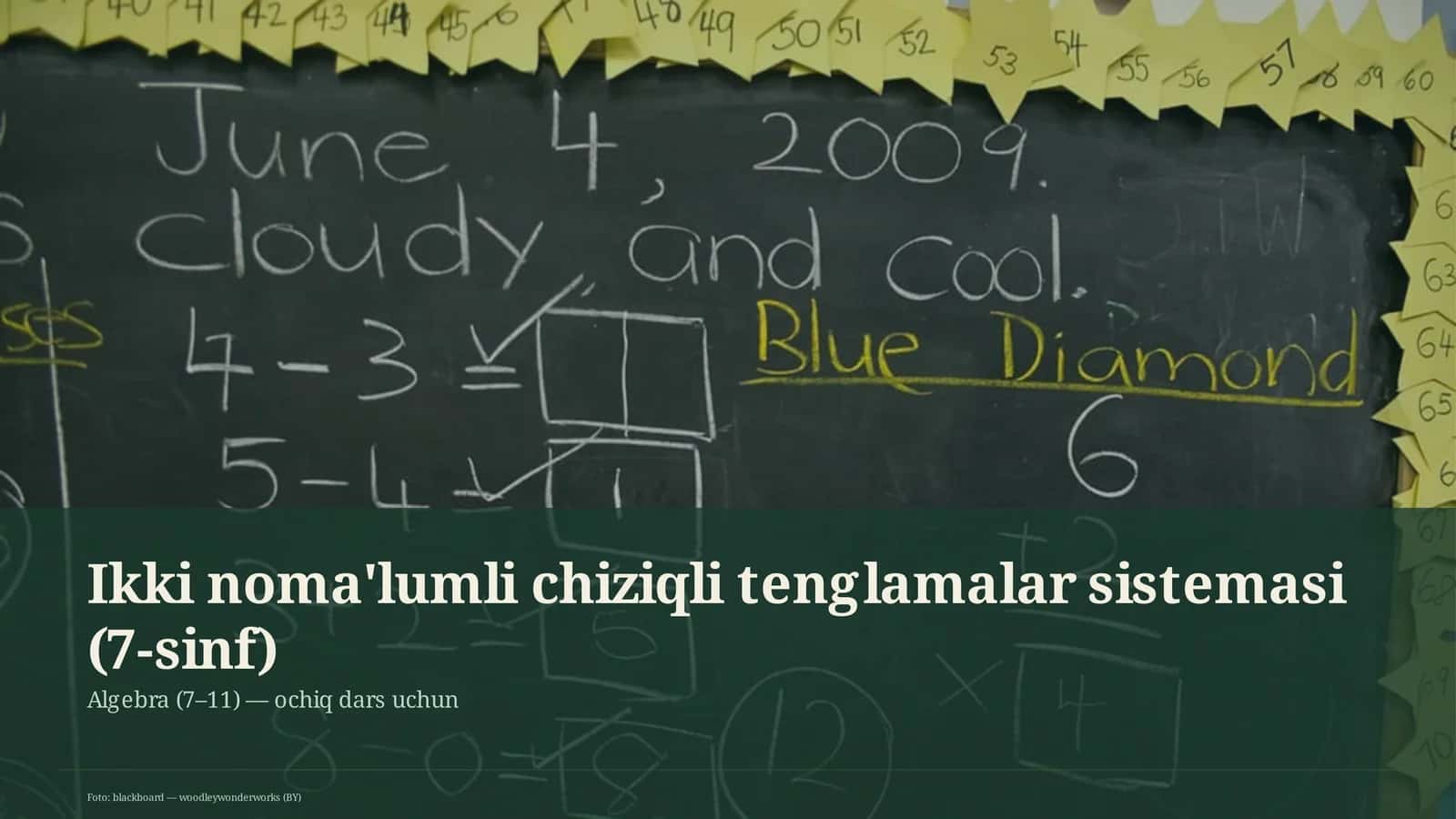 Ikki noma'lumli chiziqli tenglamalar sistemasi (7-sinf)