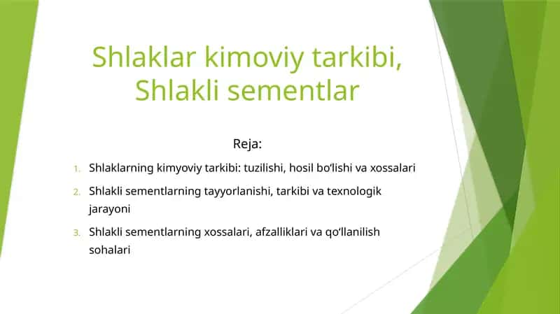 Shlaklar kimoviy tarkibi, Shlakli sementlar