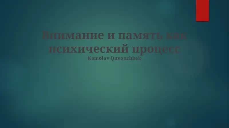 Внимание и память как психический процесс